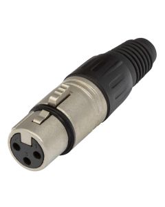 Connecteur XLR femelle à monter sur câble, 3 pôles, coque nickelée