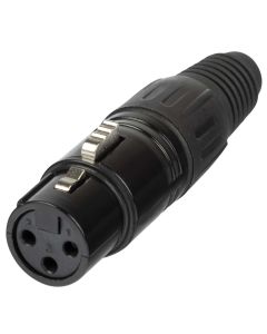 Connecteur XLR femelle 3 pôles, montage sur câble, boîtier noir nickelé