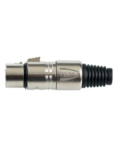 Prise XLR femelle à monter sur câble, 3 pôles, boîtier aluminium nickelé, argentée