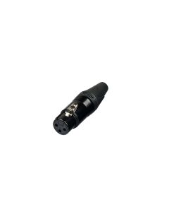 Connecteur XLR femelle en ligne, 3 broches, contacts en cuivre plaqués or, noir
