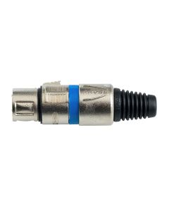 Connecteur XLR femelle à monter sur câble, 3 pôles, aluminium nickelé, serre-câble en nylon
