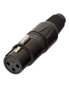Connecteur XLR femelle à monter sur câble, 3 pôles, noir, boîtier en aluminium moulé sous pression