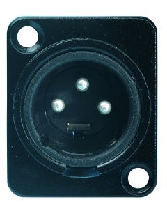 Connecteur XLR mâle à encastrer, 3 pôles, à souder, aluminium noir