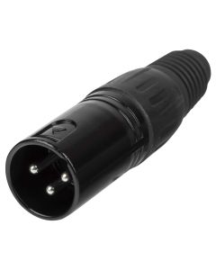 Connecteur XLR mâle à 3 pôles, montage sur câble, coque nickelée noire