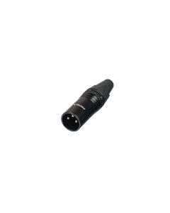 Connecteur XLR femelle en ligne, 3 broches, contacts cuivre plaqués or, noir