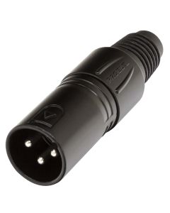 Fiche XLR mâle à monter sur câble, 3 pôles, boîtier en aluminium moulé sous pression, noire