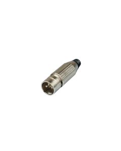 Connecteur XLR mâle en ligne, 3 broches, pour câbles mono symétriques, corps métallique argenté