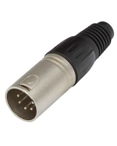 Fiche XLR mâle 5 pôles à montage sur câble, boîtier nickelé