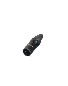 Connecteur XLR 5 broches mâle en ligne, pour systèmes de contrôle DMX, broches cuivre plaquées or, noir