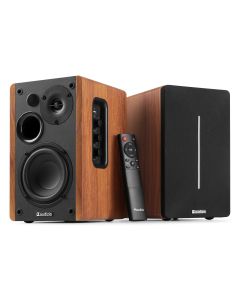 Enceintes actives hifi monitoring 120W, set de 2 pièces, BT, aux, USB, bois - KS01B
