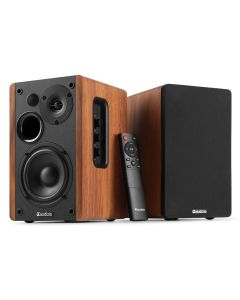 Enceintes actives hifi monitoring 80W, set de 2 pièces, BT, aux, USB, bois - KS01