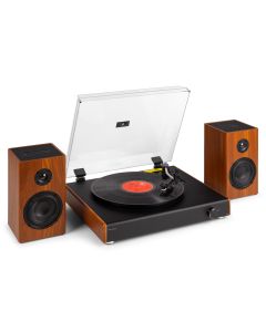 Platine disque, vintage, BT, avec enceintes sans-fil, couleur bois - RP337W
