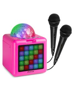 Karaoké avec BT et 2 micros, LED, rose - KAR15B