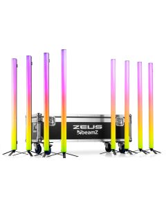 Set de 8 x Tube LED RGBW et CW+WW, 32 sections, sur batterie, DMX sans fil, WiFi, flight-case - ZEUS