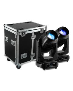 Lyre hybride, LED 750W blanche, zoom 3 à 50°, couteaux, effets animation, set de 2 en flight-case - NEREID700