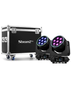 Set de 2 x Lyre LED wash 7 x 60W Bee Eye RGBW 4en1, effet AURA, 66 canaux DMX - MHL760