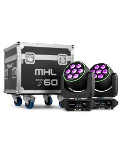 Set de 2 x Lyre LED wash 7 x 60W Bee Eye RGBW 4en1, effet AURA, 66 canaux DMX - MHL760