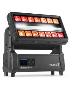 Stroboscope LED motorisé, IP65, 960W blanc froid + 560W RGBW, pixel control, NUKE1