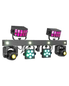 Barre 2 lyres spot motorisées 30W 4en1 + 2 x derby 4W x 10W + 2 x PAR 6 x 2W + stroboscope - ShowBar GO Glow