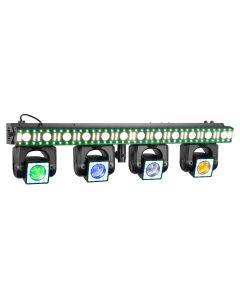 Barre 4 lyres beam motorisées 40W 4en1 + anneau LED RGB + barre LED 12 x 4W ambres + 72 LEDs RGB + 156 LEDs strobe - ShowBar GO Edge