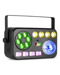 Jeu de lumière DJ 6en1, LED Bee Eye, PAR, lumière UV, strobe, laser multipoints - SHIMMER4