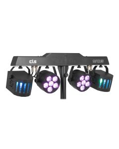 Effet de lumière avec 2 PAR, 2 Derby, DMX et pied réglable - CLS Party Bar Orcus