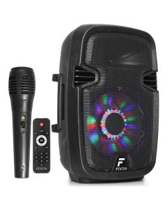 Sono portable sur batterie, 8" SD/USB/MP3/BT, 1 micro main filaire, effet à LED, 300 W - FT8LED