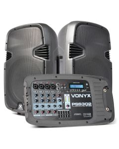 Sono transportable, 10", 300 W, mixeur, lecteur multimédia, avec pieds cordons et micro - PSS302