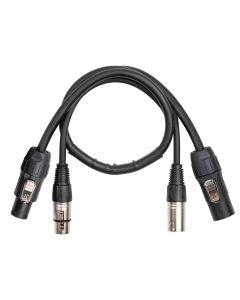 Cordon combiné DMX Alimentation - Powercon True1 +  XLR mâle / Powercon True1 + XLR femelle 0,5 m - CX13-0.5