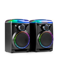 Kit d'enceintes actives, effet LED, BT, MP3 USB, 120 W, couleur noire - TRACK2.0