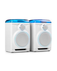 Kit d'enceintes actives, effet LED, BT, MP3 USB, 120 W, couleur blanche - TRACK2.0