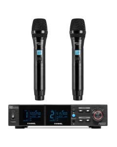 Set double micro main sans-fil, UHF, 100 canaux, rechargeable, antennes demie-onde  - PD522