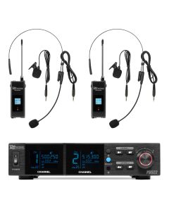 Set double emetteur ceinture sans-fil, UHF, 100 canaux, rechargeable, antennes demie-onde  - PD522B
