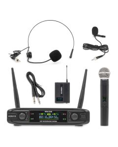 Micro sans fil UHF, 1 micro main + 1 émétteur ceinture avec micro serre-tête et cravatte, (set), 863-865 MHz - WM42HB
