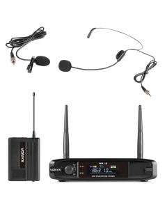 Micro sans fil UHF, 1 émétteur ceinture avec micro serre-tête et cravatte, 863-865 MHz - WM42B