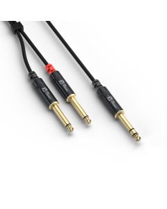 Cordon audio jack 6,35 mâle stéréo / 2 x jack 6,35 mâle mono, 0,9 m - CX76-09