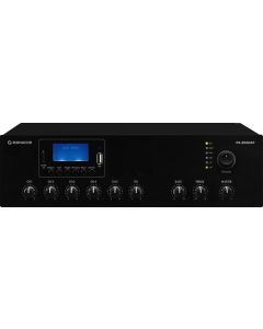 Amplificateur Public adress, 60 W, 100 V, 8 Ω, mixeur, classe D, MP3, USB/SD, FM/DAB+, BT