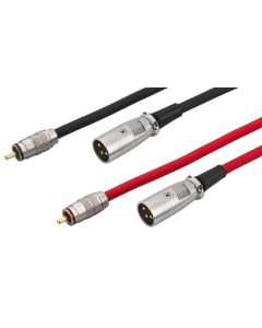 Cordon audio RCA mâle / XLR mâle, 1,5 m, paire, noir et rouge