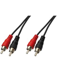 Cordon audio stéréo, 2 x 2 RCA mâle, noir, 10 m
