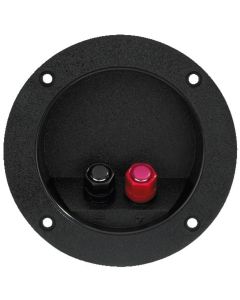 Bornier haut-parleur encastré, rond, à visser, 2 bornes, nickelées