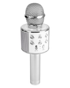 Karaoké micro avec haut-parleur intégré BT/MP3, argent - KM01