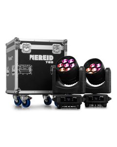 Lyre wash étanche IP65, Bee-Eye, 7 x 60W 4-en-1 RGBW, pixel control, set de 2 en flight-case - NEREID760
