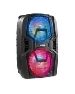 Sono portable sur batterie, 2 x 8" SD/USB/MP3/BT, 1 micro filaire - FT208LED