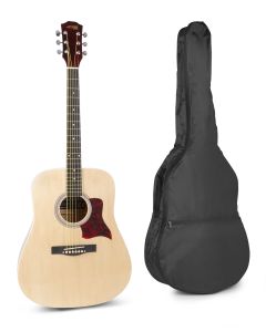 Pack guitare folk acoustique, couleur bois naturel, avec accordeur sangle housse médiators