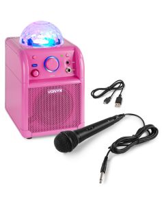 Karaoké enceinte, sur batterie avec boule LED, BT, rose - SBS50P-BT