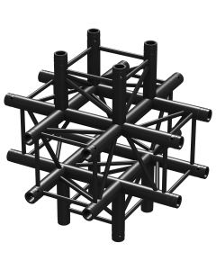Structure aluminium carrée, jonction 6 départs, noir - P30-C60