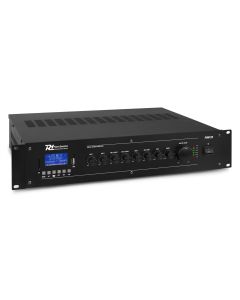 Amplificateur Public adress, 120 W, 100 V, 8 Ω, mixeur, 6 canaux, lecteur multimédia / BT - PRM120
