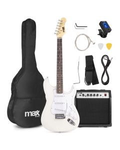 Pack guitare électrique, modèle Stratocaster blanche, amplificateur 40 W, avec accordeur sangle housse cordon médiators