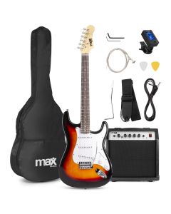 Pack guitare électrique, modèle Stratocaster sunburst, amplificateur 40 W, avec accordeur sangle housse cordon médiators